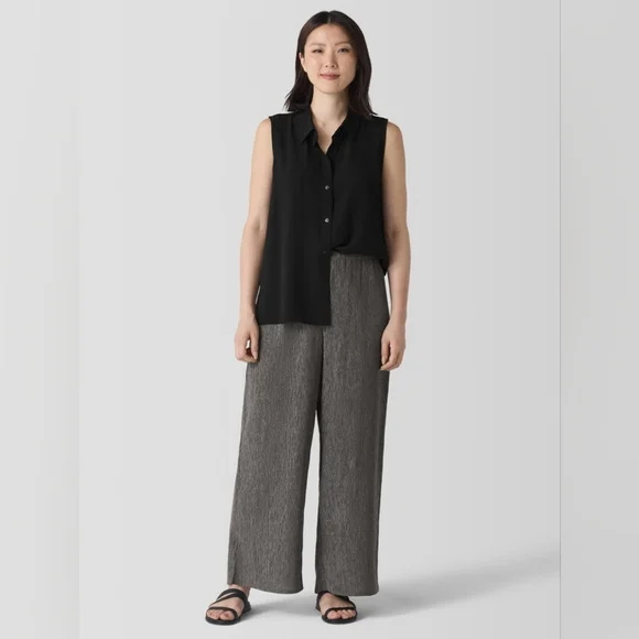 ✨ Eileen Fisher Woven Plissé Wide-Leg Pants. New! Size Medium. - Picture 14 of 15